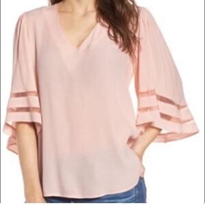 Chelsea28 pale pink Illusion three-quarter Sleeve Top blouse workwear Size Xxs
